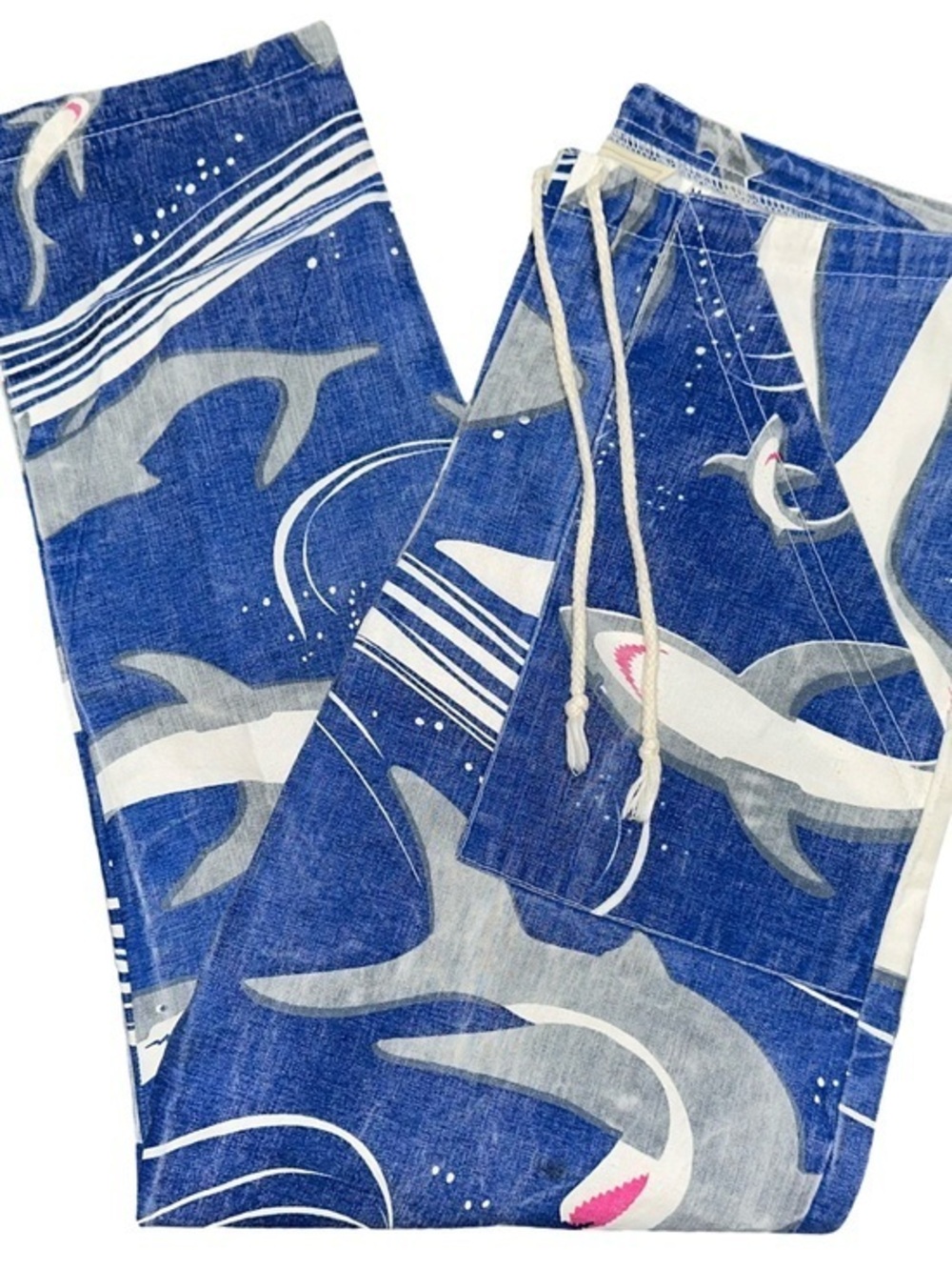 Michigan Rag Co Vintage Men’s Sz M Shark Print Hip Hop New Wave Drawstring Pants
